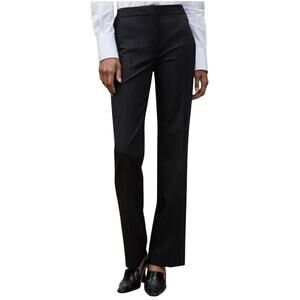 Lafayette 148 Women's Menswear Virgin Wool Stretch Trouser Pant Black 6